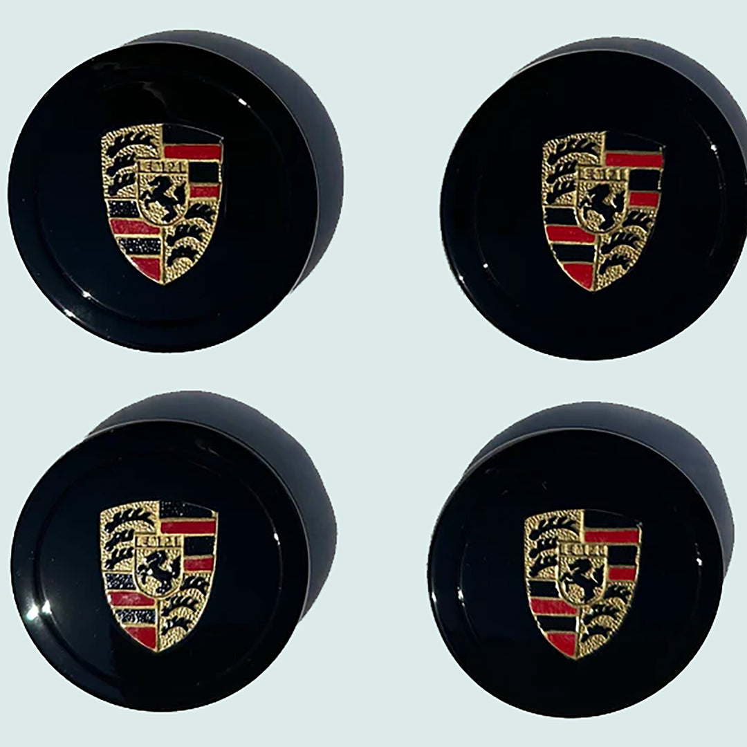 Gloss Black Detailed Porsche Fuchs Center Caps
