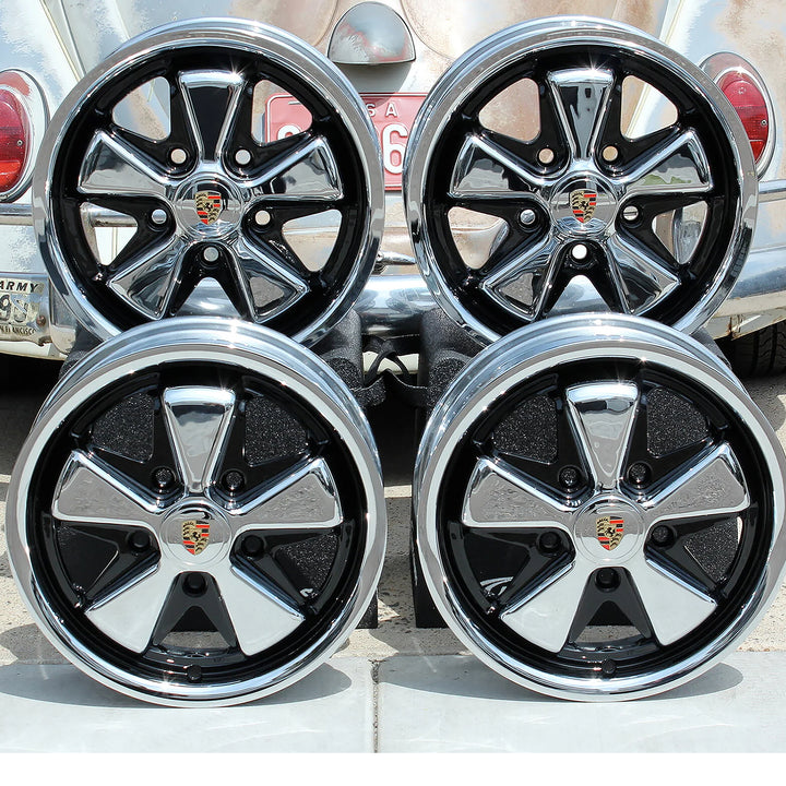 Chrome and Detailed Porsche VW Fuchs Wheels