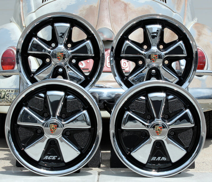 Chrome and Detailed Porsche VW Fuchs Wheels