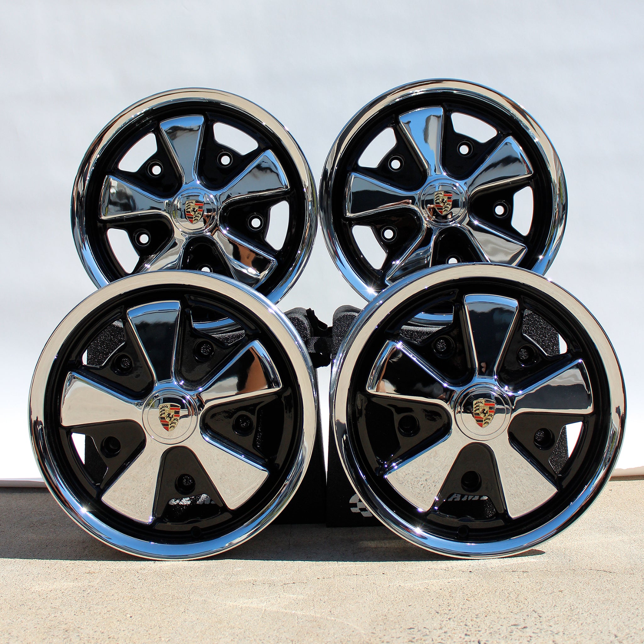 Wide 5 x205 VW Chrome And Detailed Fuchs Wheels – Aircooled