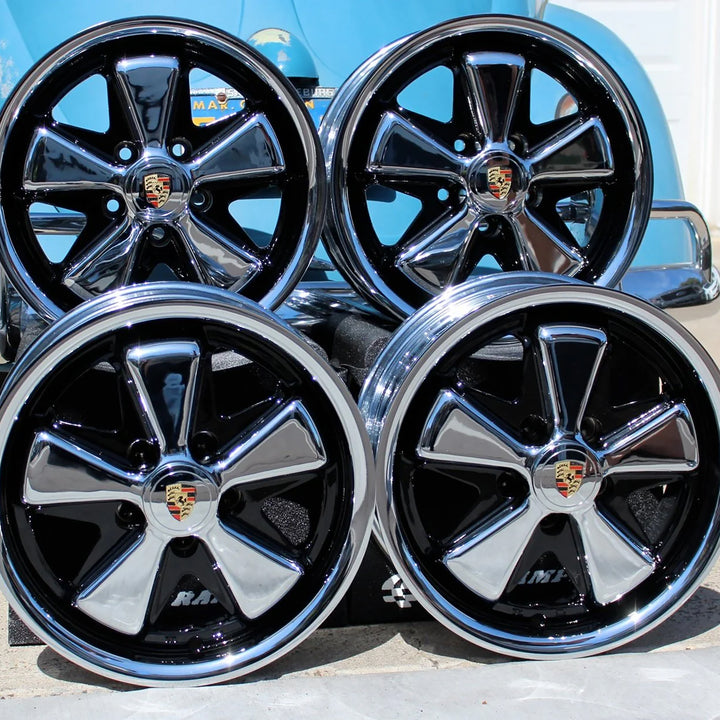 Baywindow VW Bus 5x112 Pattern Chrome and Detailed Fuchs Wheels