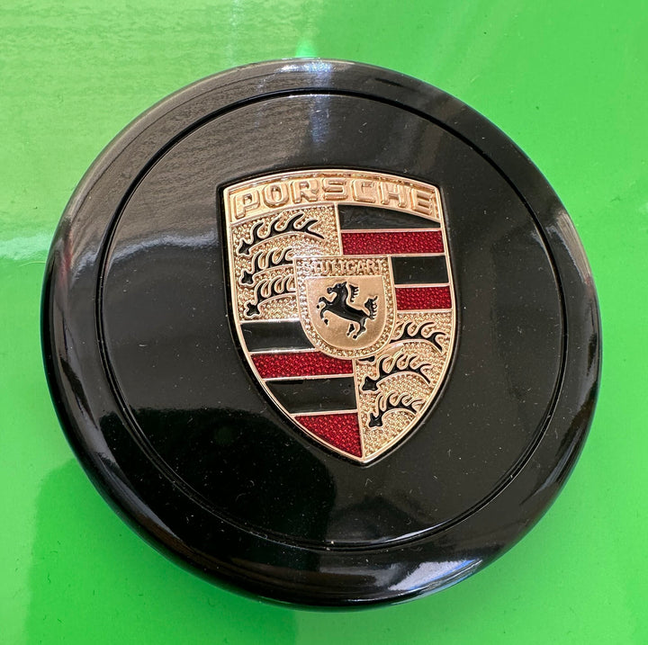 Gloss Black Porsche Inlaid Crest Center Caps Set