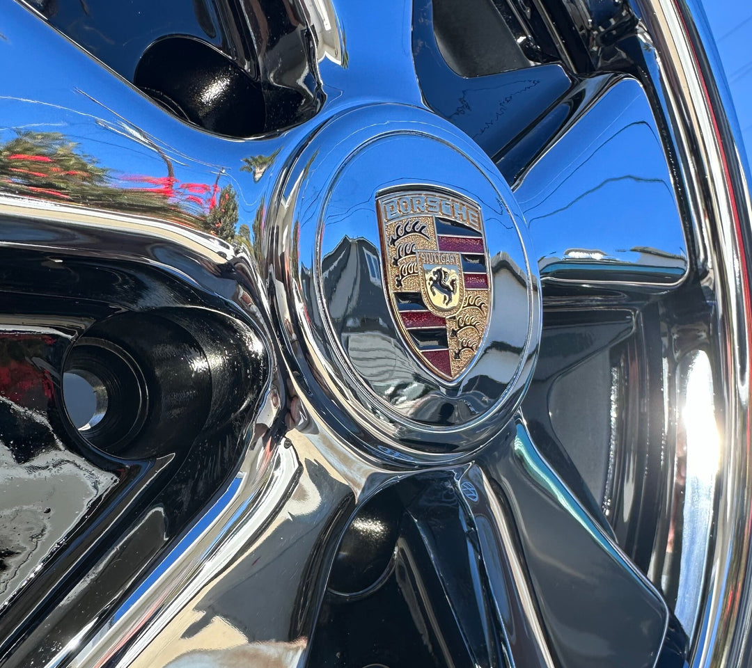 Chrome Porsche Inlaid Crest Center Caps