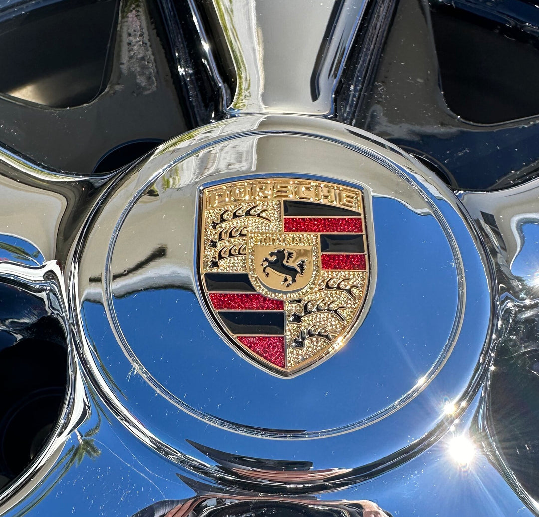 Chrome Porsche Inlaid Crest Center Caps