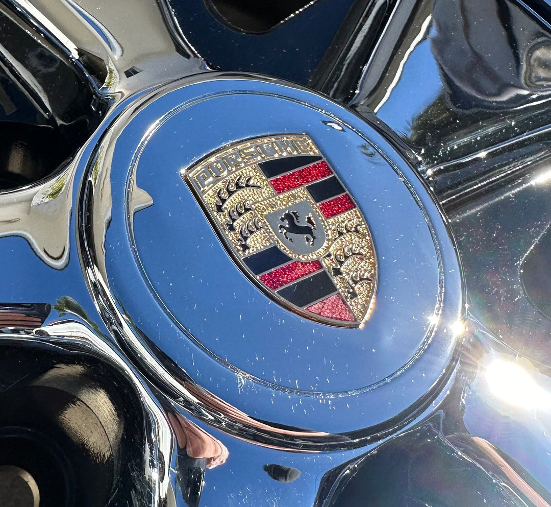 Chrome Porsche Inlaid Crest Center Caps