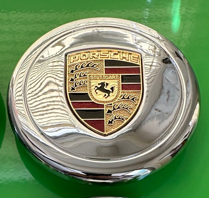Chrome Porsche Inlaid Crest Center Caps