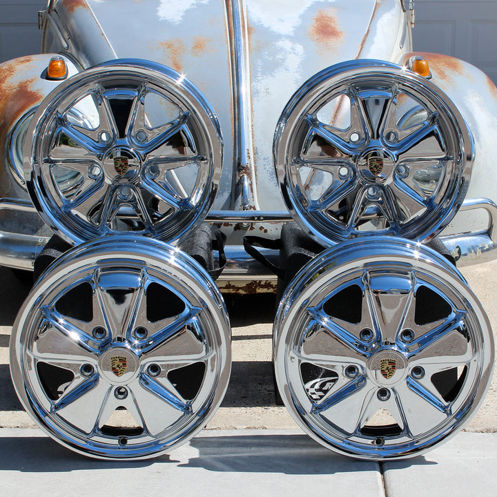 King Crab Chrome Staggered VW Fuchs Wheel Set
