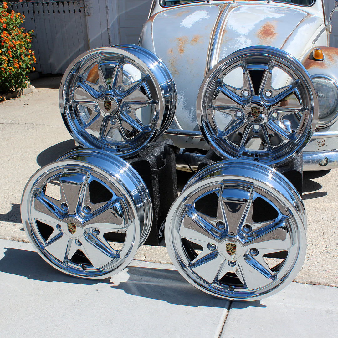 King Crab Chrome Staggered VW Fuchs Wheel Set