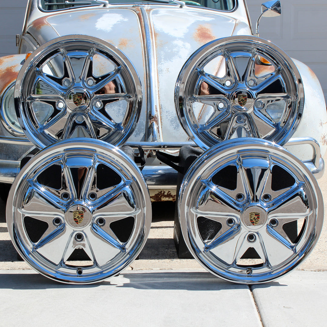 King Crab Chrome Staggered VW Fuchs Wheel Set