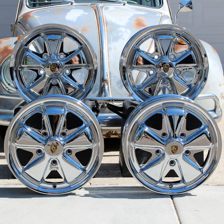 King Crab Chrome Staggered VW Fuchs Wheel Set