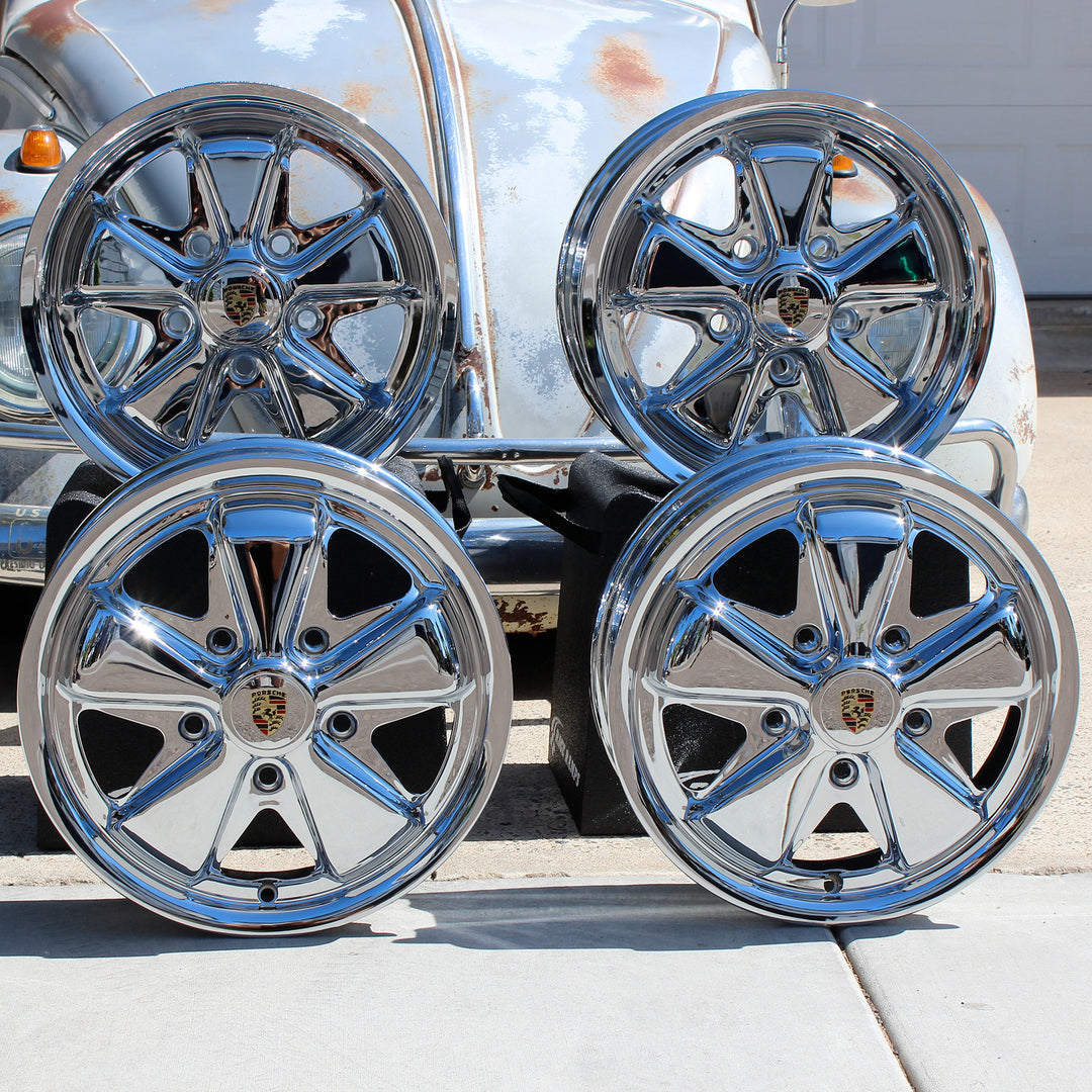 King Crab Chrome Staggered VW Fuchs Wheel Set