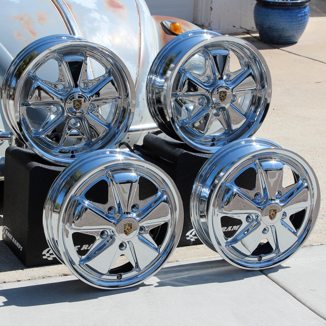 King Crab Chrome Staggered VW Fuchs Wheel Set