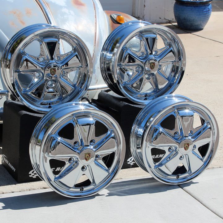 King Crab Chrome Staggered VW Fuchs Wheel Set