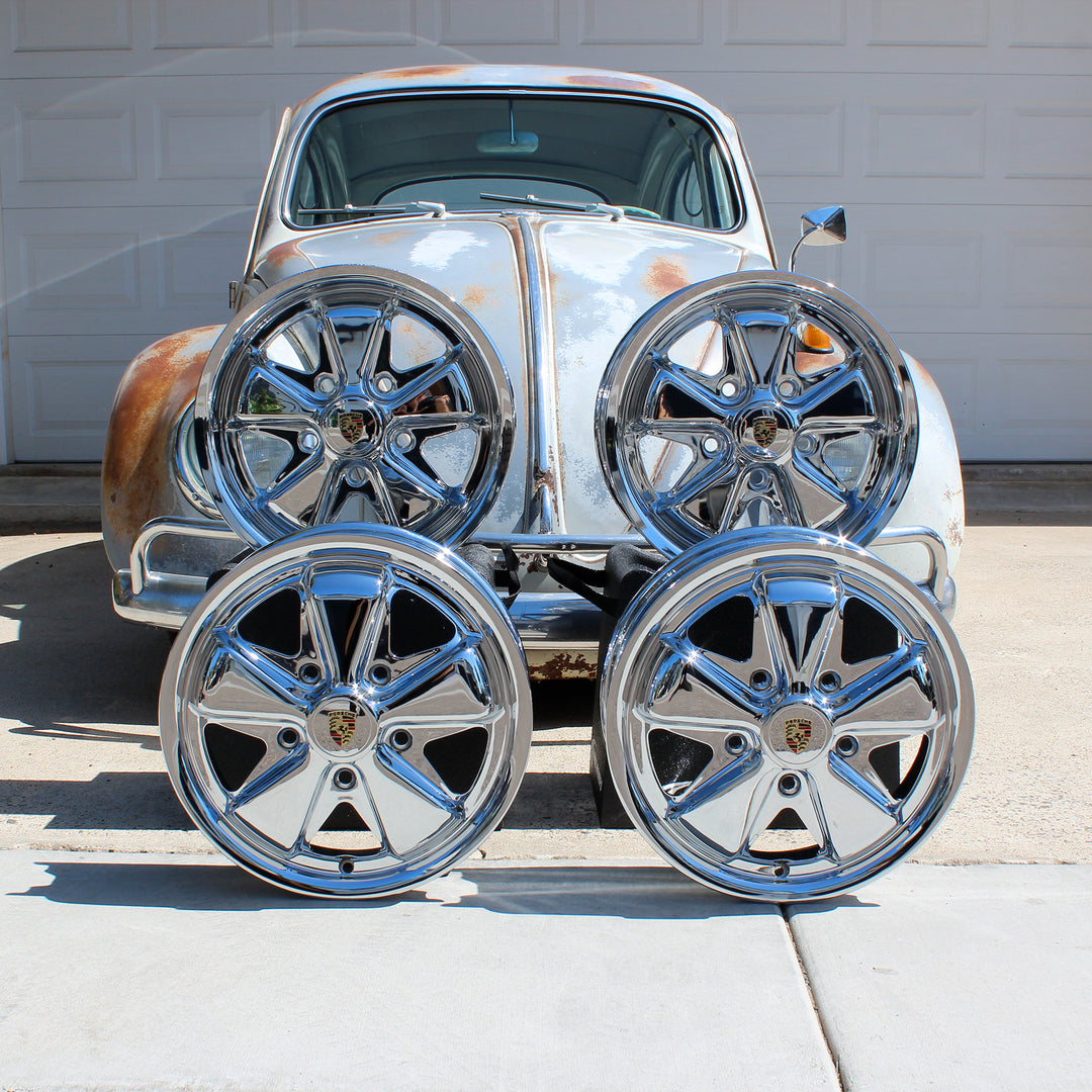 King Crab Chrome Staggered VW Fuchs Wheel Set