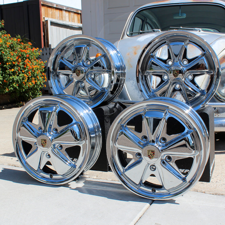 King Crab Chrome Staggered VW Fuchs Wheel Set