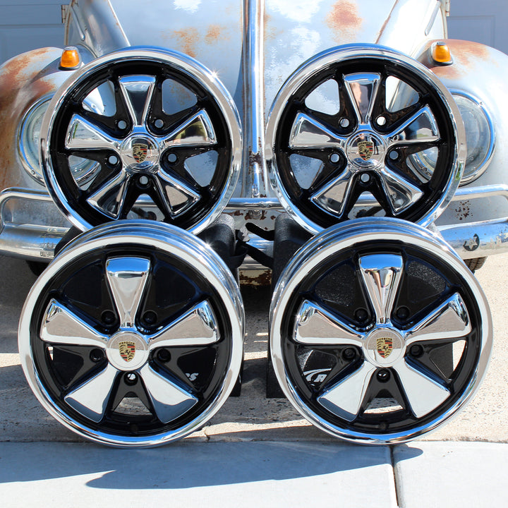 King Crab Chrome Detailed Staggered VW Fuchs Wheel Set