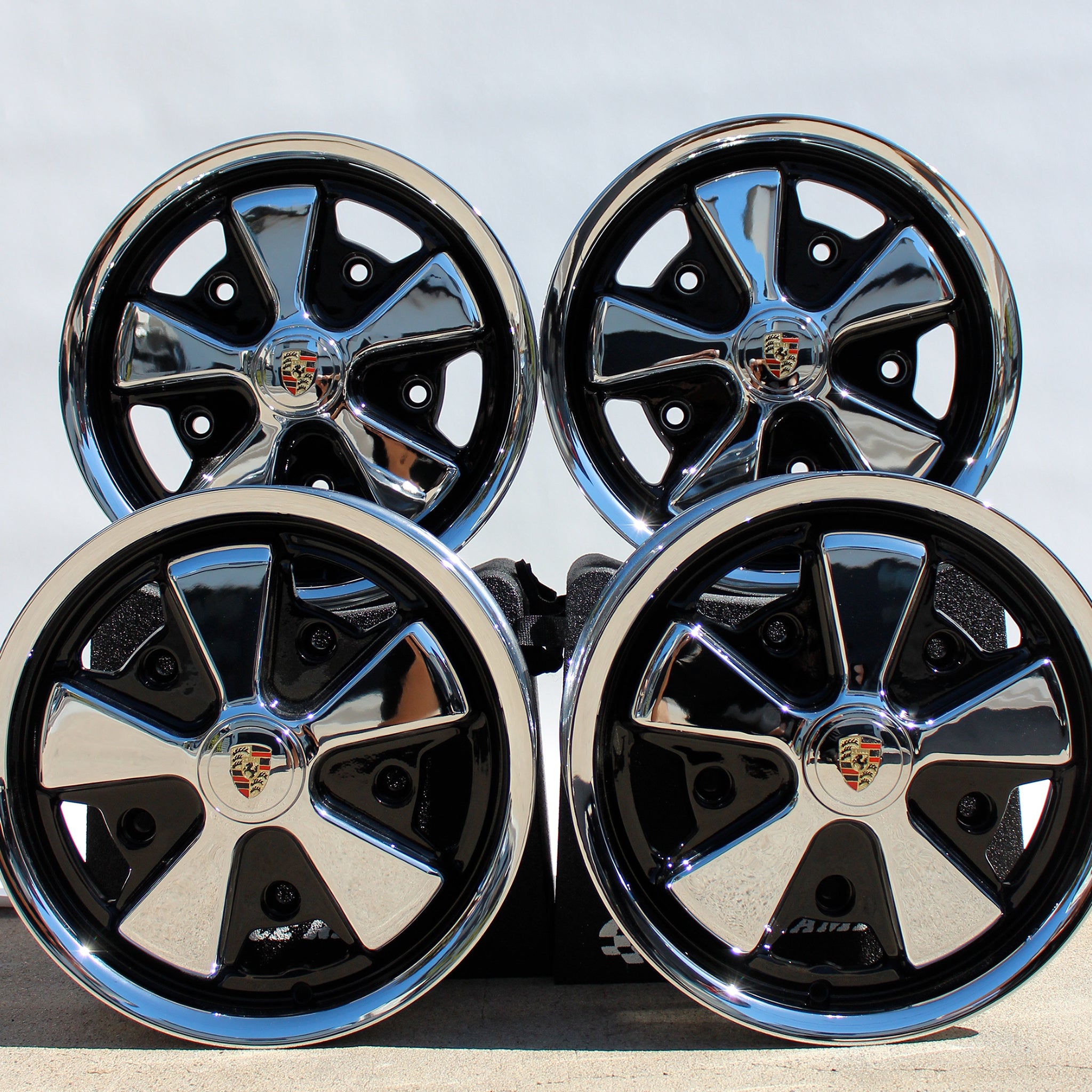 Wide 5 x205 VW Chrome And Detailed Fuchs Wheels – Aircooled