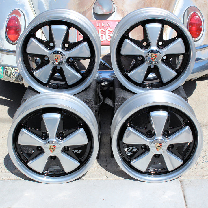 Polished and Detailed Staggered Fuchs VW Wheel Set