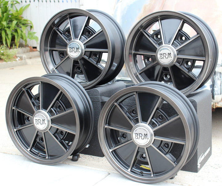 Staggered Magnesium Finish VW BRM Wheel set