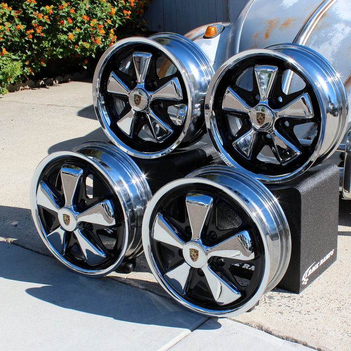 King Crab Chrome Detailed Staggered VW Fuchs Wheel Set