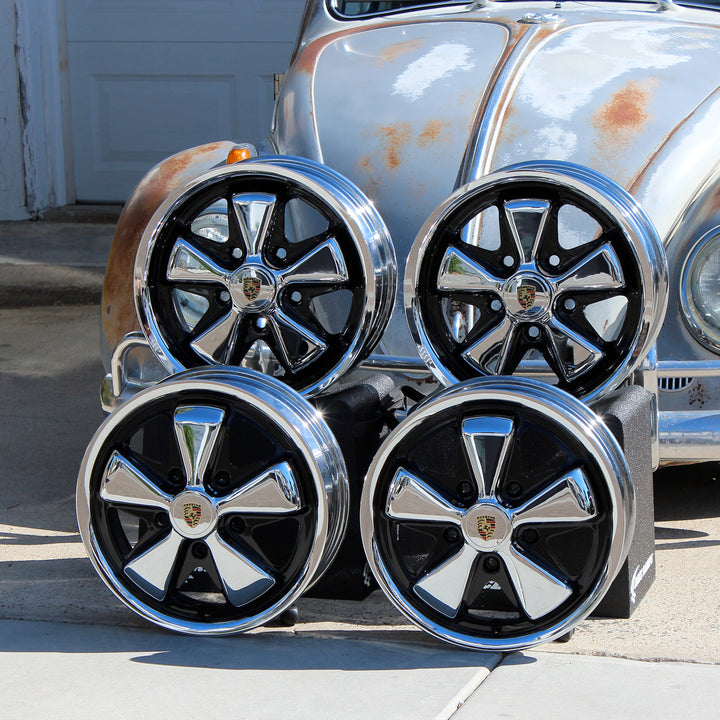 King Crab Chrome Detailed Staggered VW Fuchs Wheel Set
