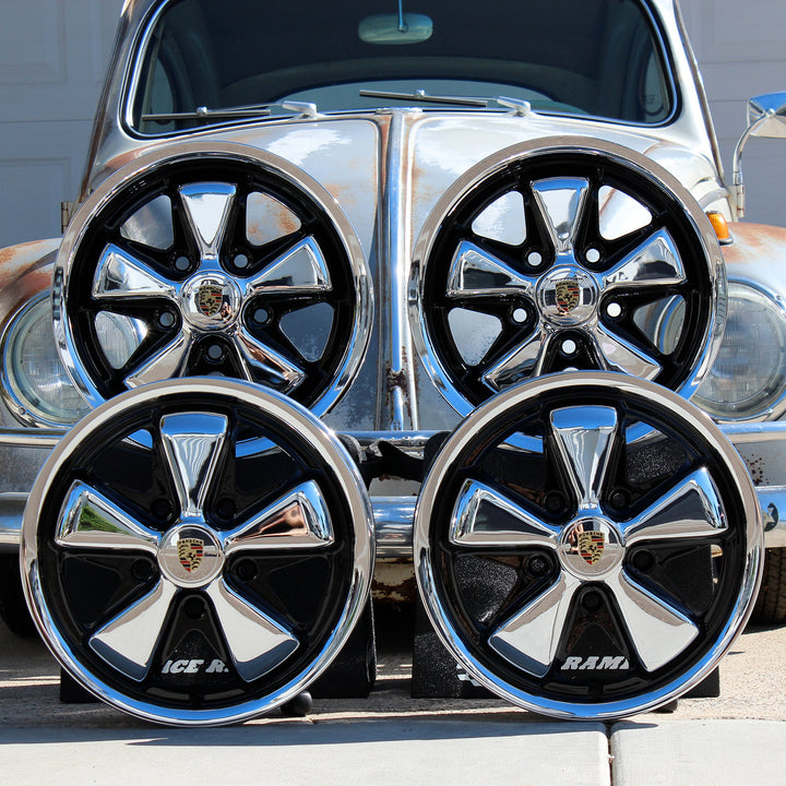 King Crab Chrome Detailed Staggered VW Fuchs Wheel Set