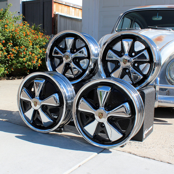 King Crab Chrome Detailed Staggered VW Fuchs Wheel Set