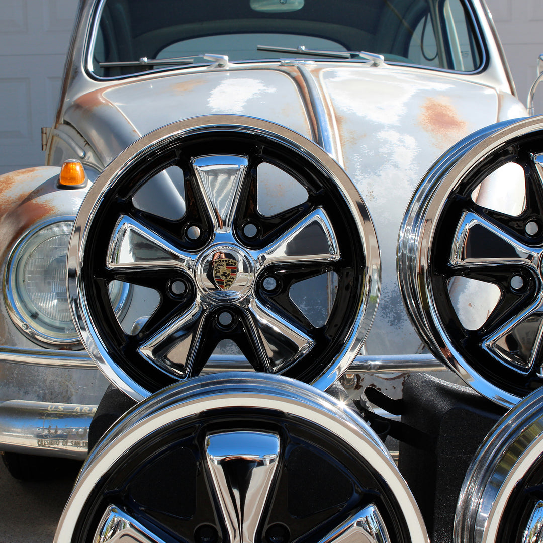 King Crab Chrome Detailed Staggered VW Fuchs Wheel Set