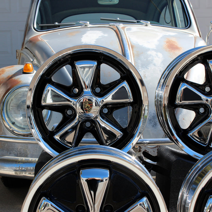 King Crab Chrome Detailed Staggered VW Fuchs Wheel Set