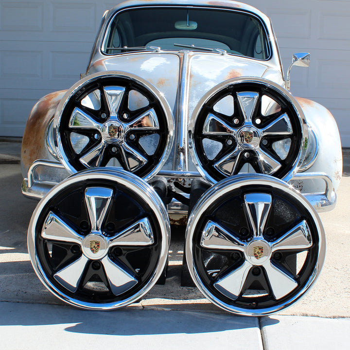 King Crab Chrome Detailed Staggered VW Fuchs Wheel Set