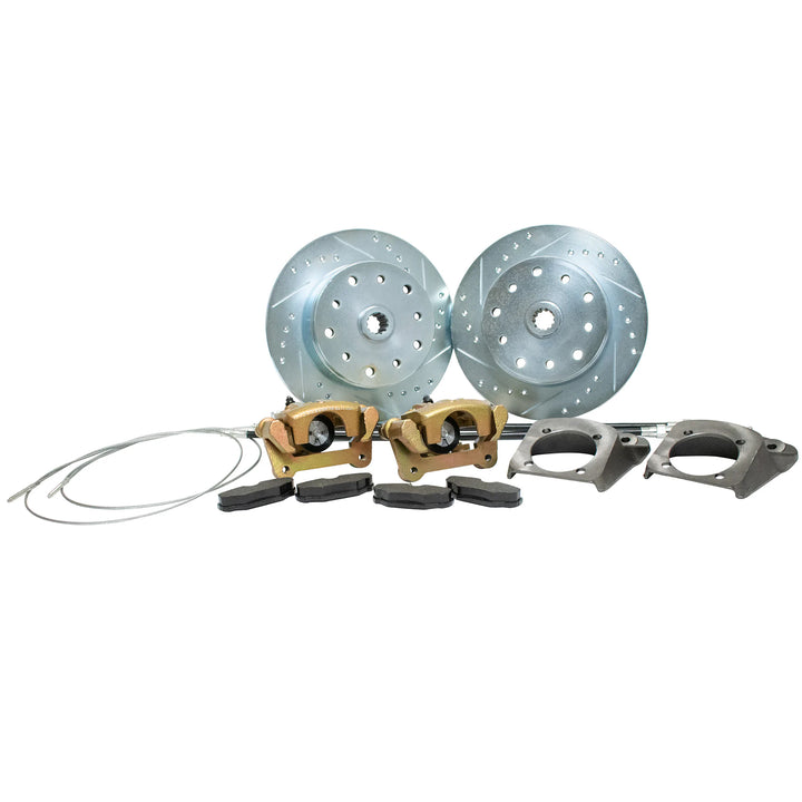 VW BUG REAR CROSS DRILLED disc brake kits eith emergency brakes 22-6137-0