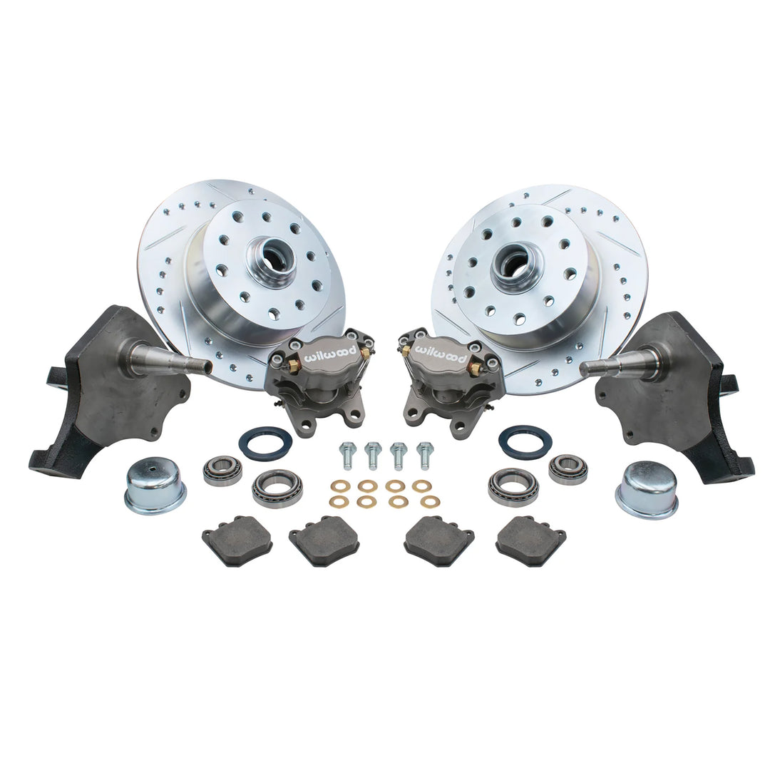 vw bug front drop spindle drilled rotor disc brake kit with wilwood calipers