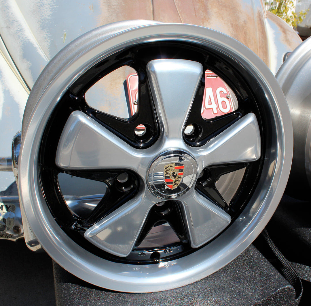 Polished and Detailed Staggered Fuchs VW Wheel Set