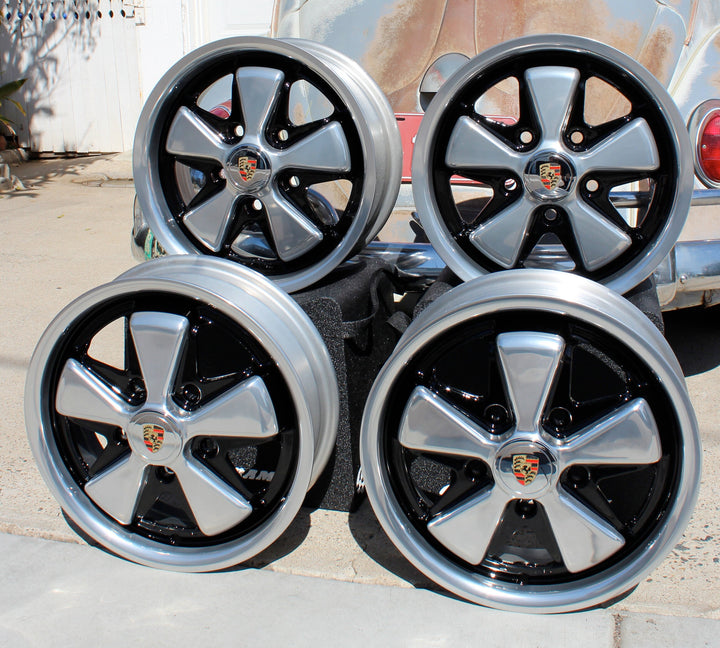 Polished and Detailed Staggered Fuchs VW Wheel Set