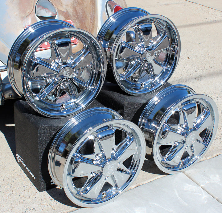 AVW Premium Chrome Staggered VW Fuchs Wheel Set