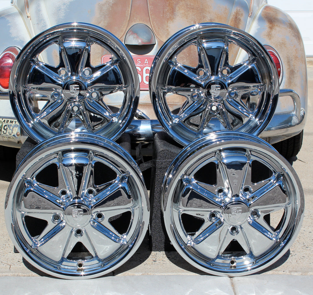 AVW Premium Chrome Staggered VW Fuchs Wheel Set