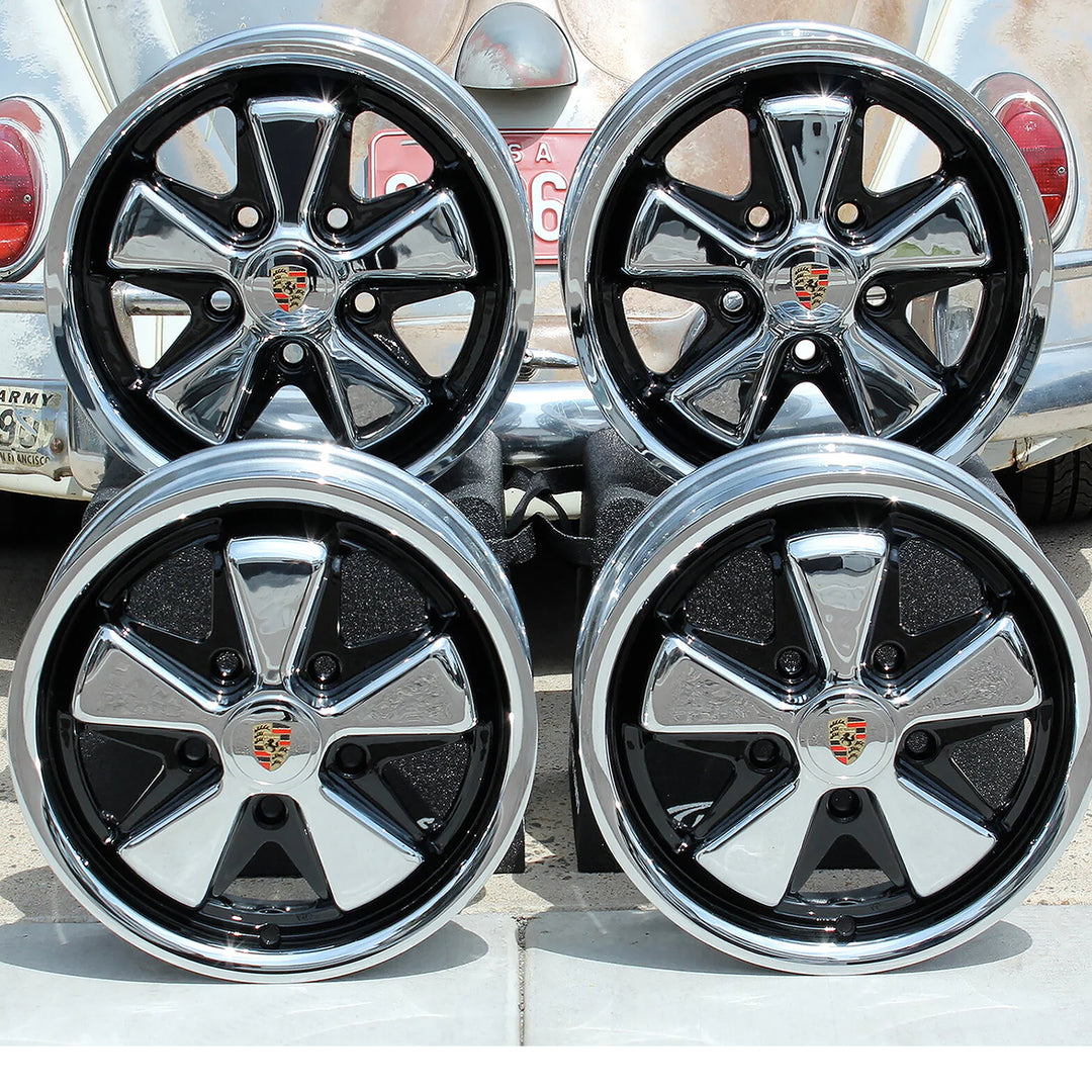 Chrome and Detailed Porsche VW Fuchs Wheels