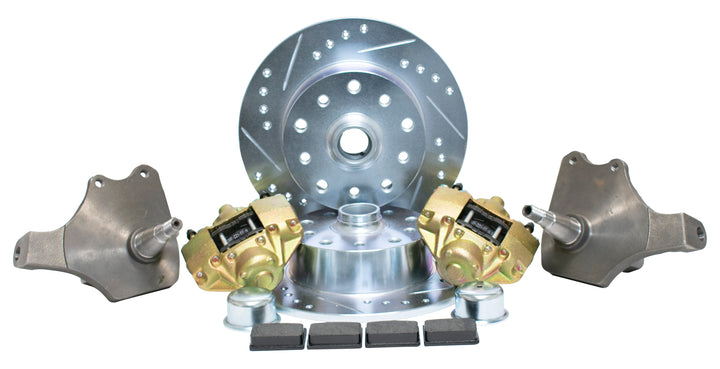 VW Bug Front Disc Brake Kits With Drop Spindles Cross Drilled Rotors- Aircooled Vintage Works