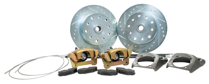 VW Bug Rear Cross Drilled Disc Brake Kits With Emergency Brakes- Aircooled Vintage Works