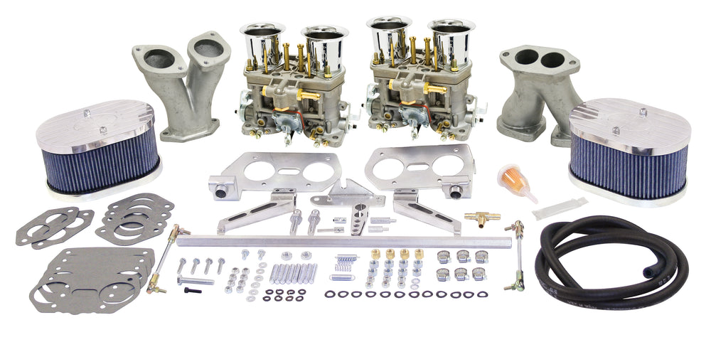 Empi Deluxe Dual HPMX VW Carburetor Kit With Billet Air Cleaners  - Air Cooled Vintage Works