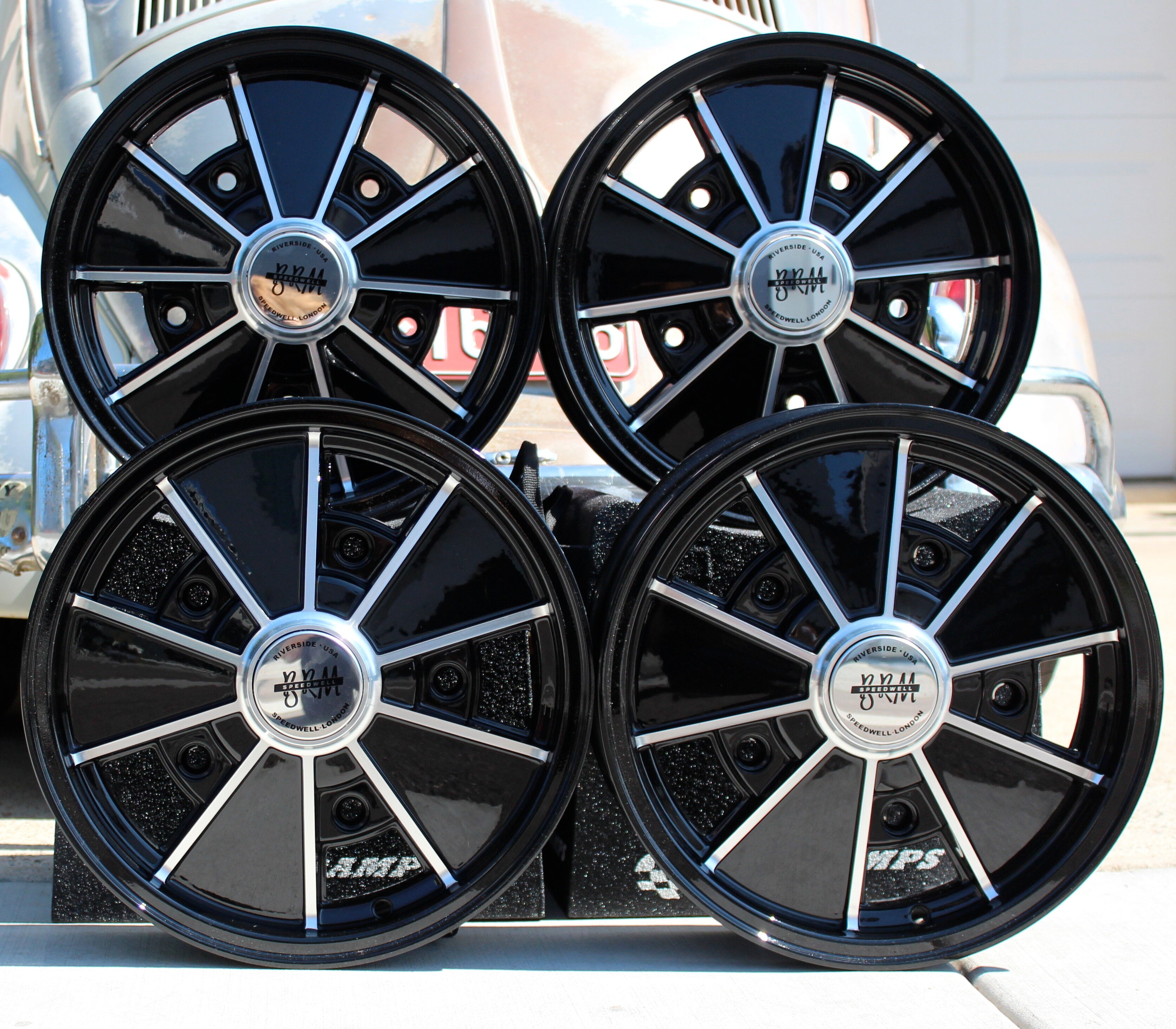 AVW Staggered Black Lip BRM VW Wheels - Aircooled Vintage Works