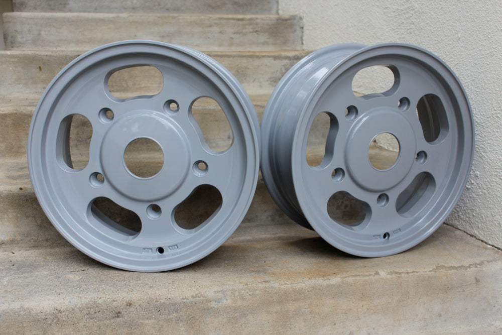 Dove Gray Custom Powdercoated Empi Dish VW Wheels- Aircooled Vintage Works
