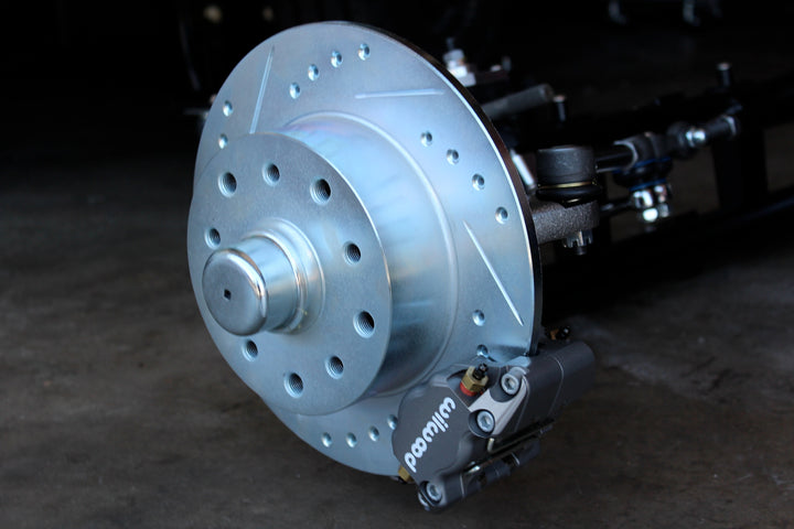 VW Bug Front Drop Spindle Drilled Rotor Disc Brake Kits with WILWOOD Calipers