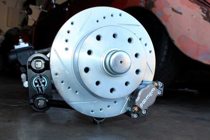 VW Bug Front Drop Spindle Drilled Rotor Disc Brake Kits with WILWOOD Calipers