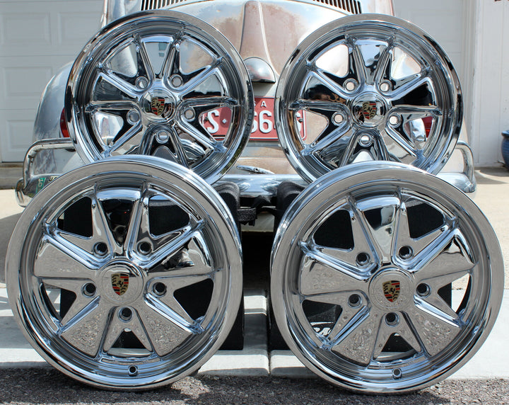 Chrome Staggered Fuchs VW Wheel Set