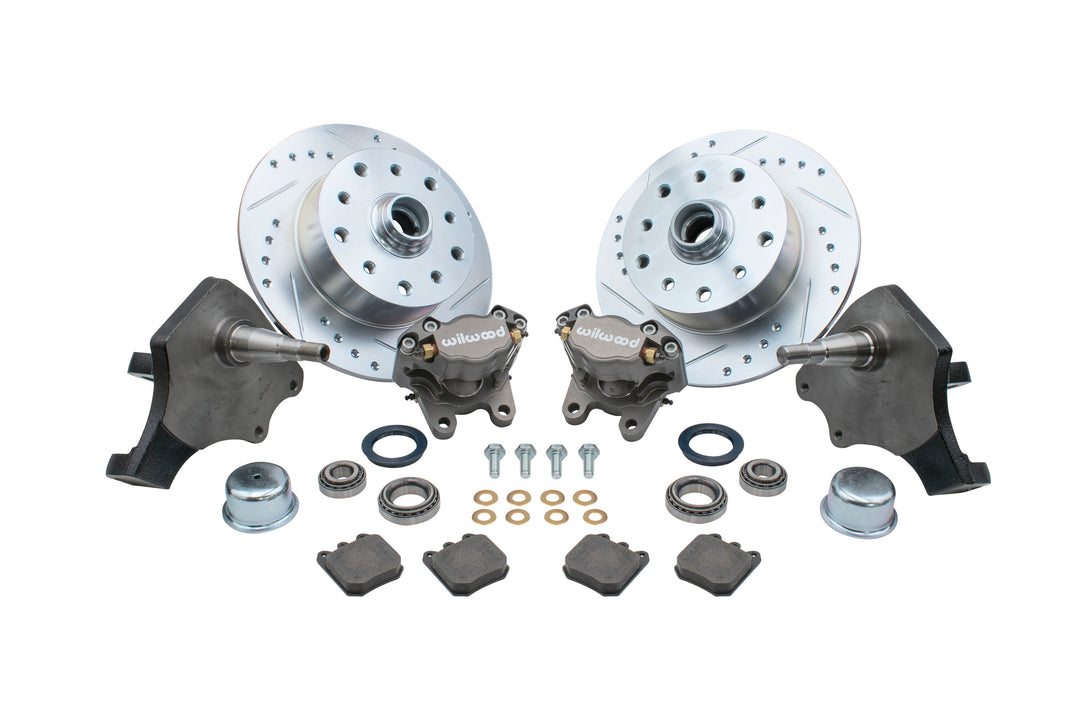 VW Bug Front Drop Spindle Drilled Rotor Disc Brake Kits with WILWOOD Calipers