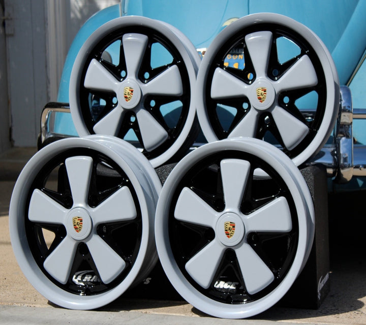 Dove Gray Detailed Porsche Fuchs Wheels  - Air Cooled Vintage Works