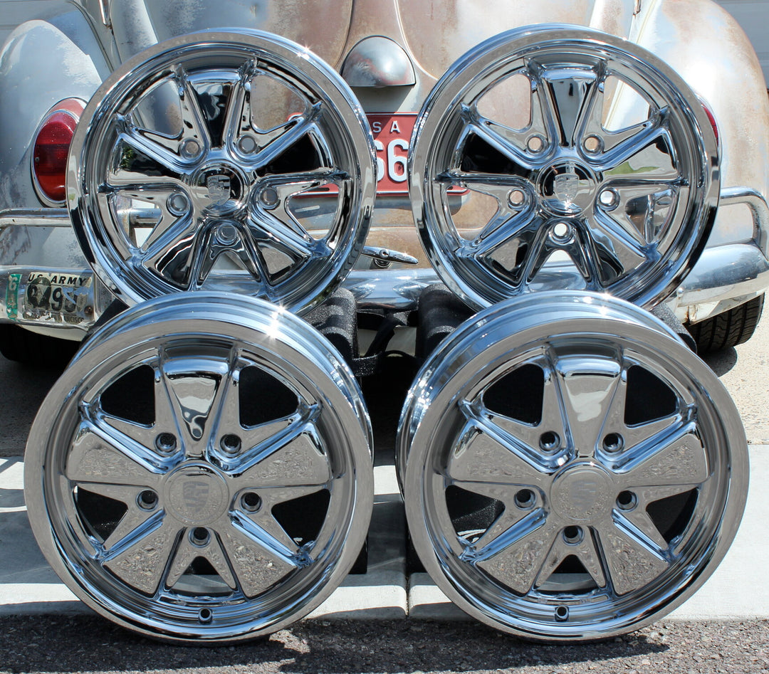 Chrome Staggered Fuchs VW Wheel Set