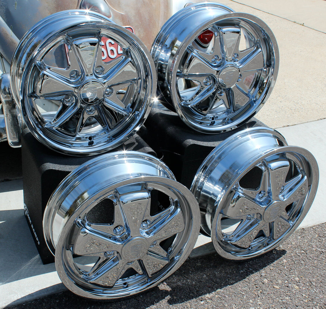Chrome Staggered Fuchs VW Wheel Set