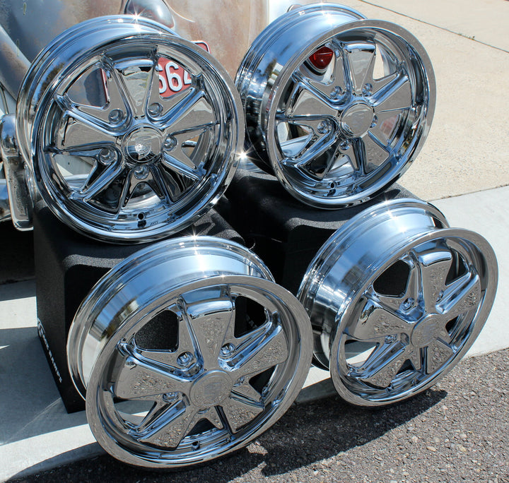Chrome Staggered Fuchs VW Wheel Set